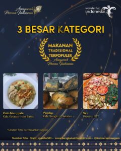 'i Masuk dalam Nominasi Makanan Tradisional Terpuler Anugerah Pesona Indonesia