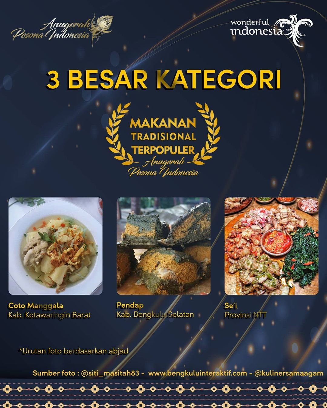 'i Masuk dalam Nominasi Makanan Tradisional Terpuler Anugerah Pesona Indonesia